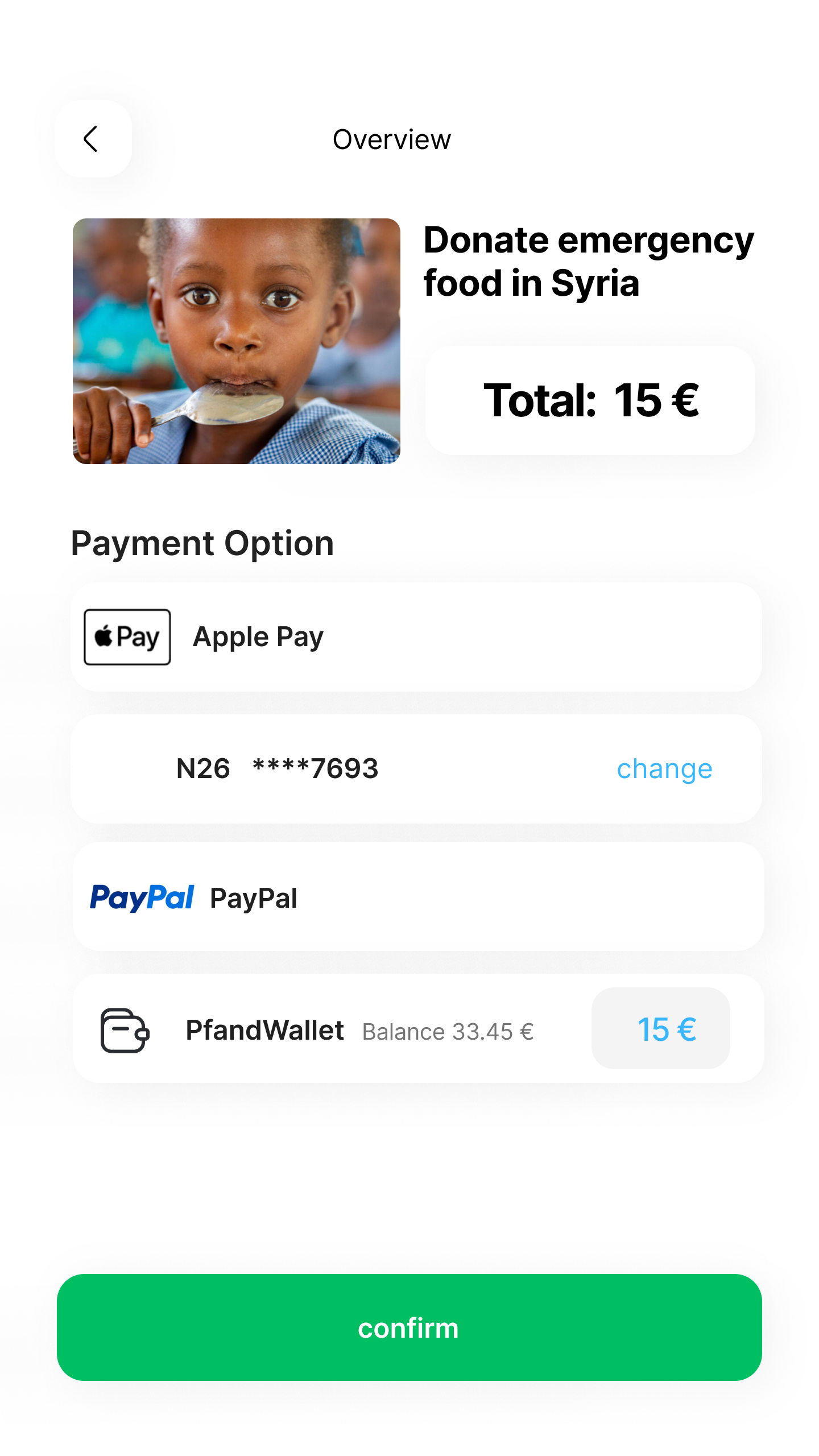 Charity payment after iteration screen 2
